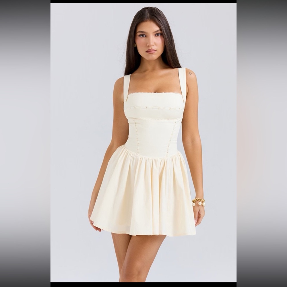 House of CB London Honor Buttermilk Ribbon Detailed Mini Dress